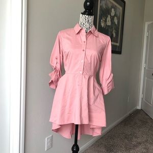 New York & Company pink high low blouse.